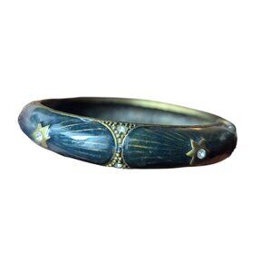 Art Deco Bangle‎ Bracelet Enamel Metal Hinged Victorian Stars Vintage Boho